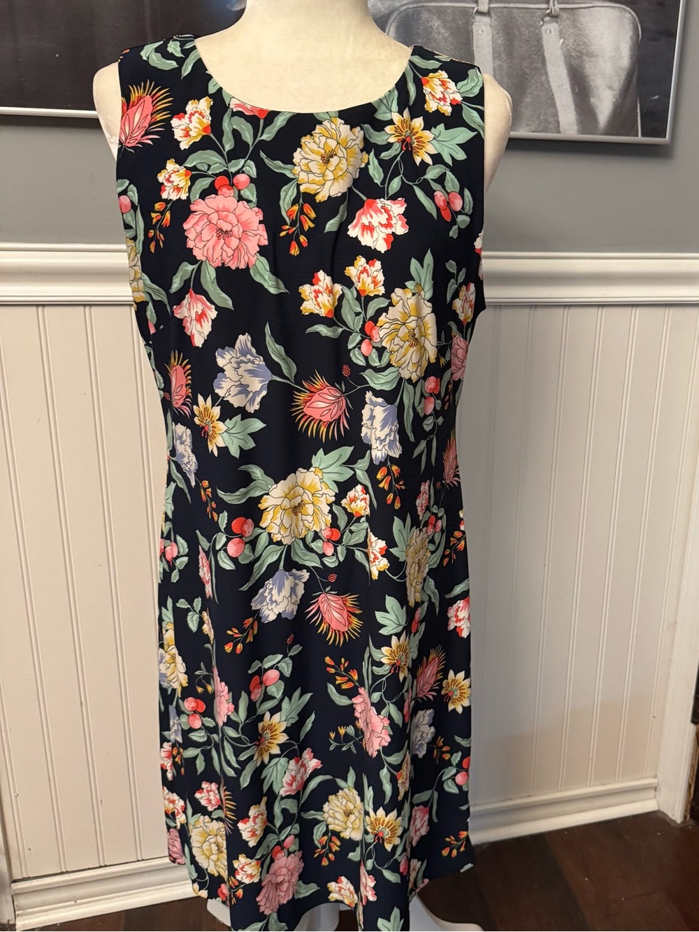 Tommy Hilfiger Floral Print Navy Sleeveless Dress Size 10